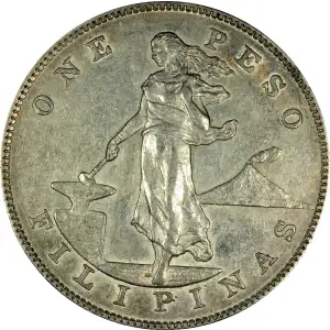 Philippine Issues -Philippines under US Sovereignty-Silver Coinage-One Peso -Silver- 1 Peso